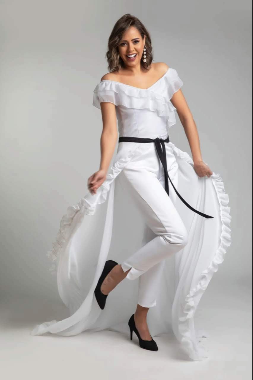 Ruffled Jumpsuit, Separate Overskirt