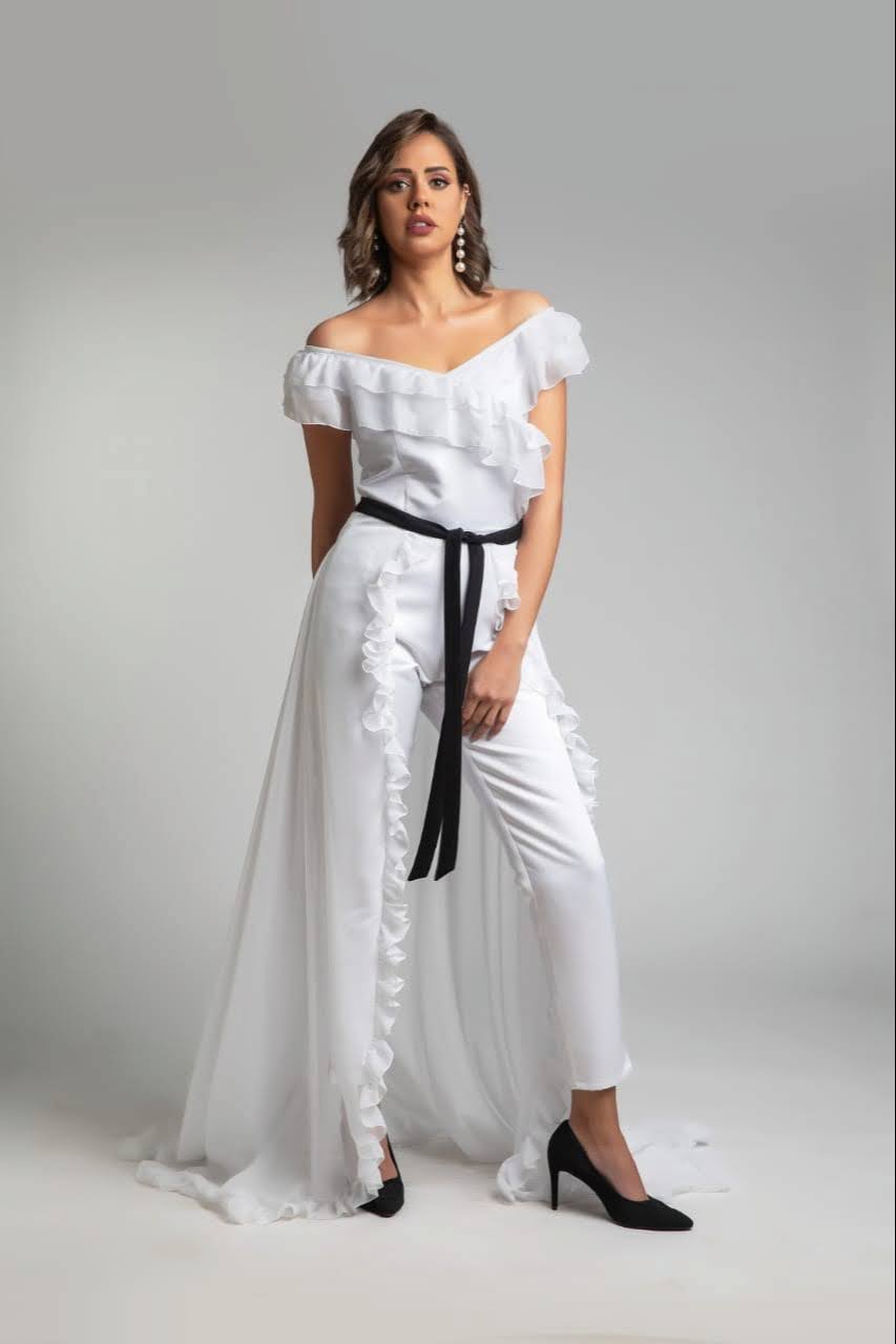 Ruffled Jumpsuit, Separate Overskirt