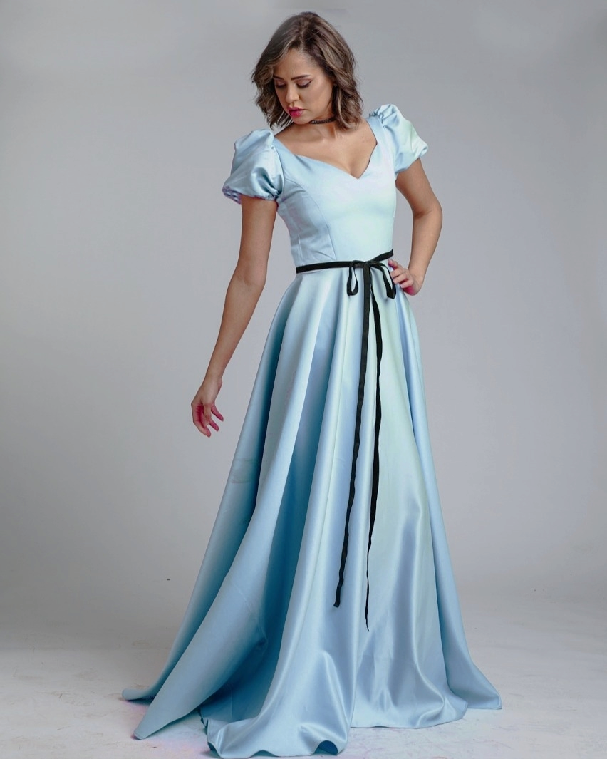 A-Line Puffed Sleeve Dress