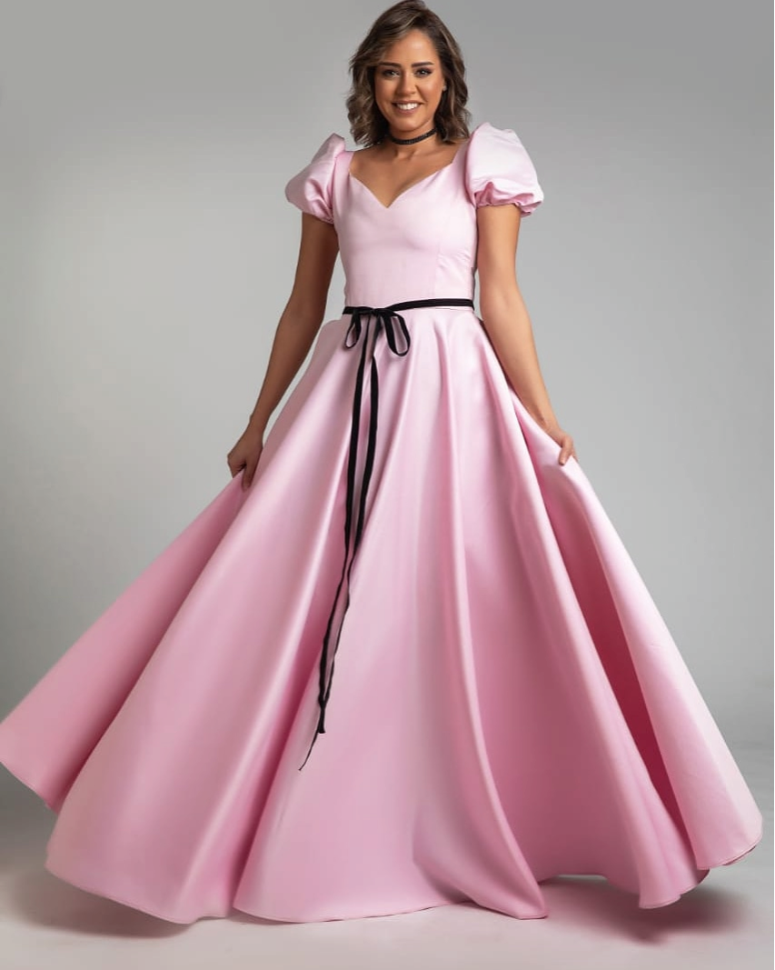 A-Line Puffed Sleeve Dress