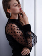 Velvet Jumpsuit with Tulle Sleeve