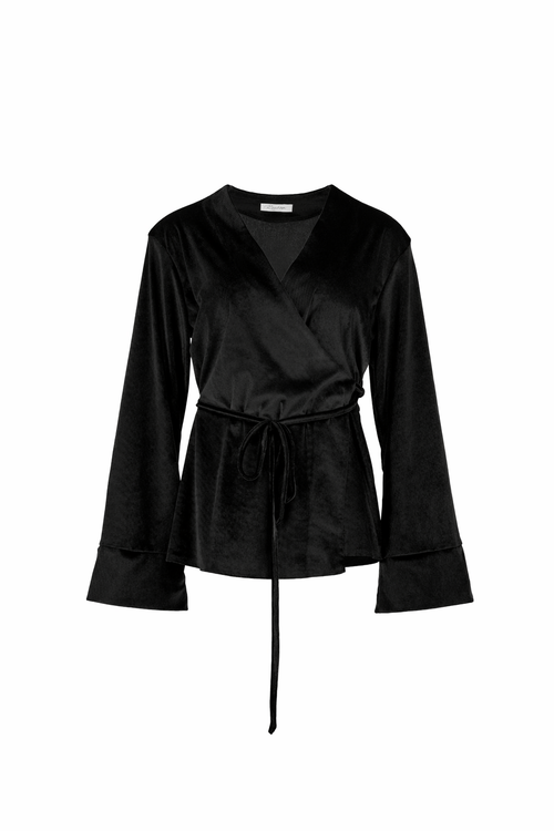 Black Side Tie Kimono Set