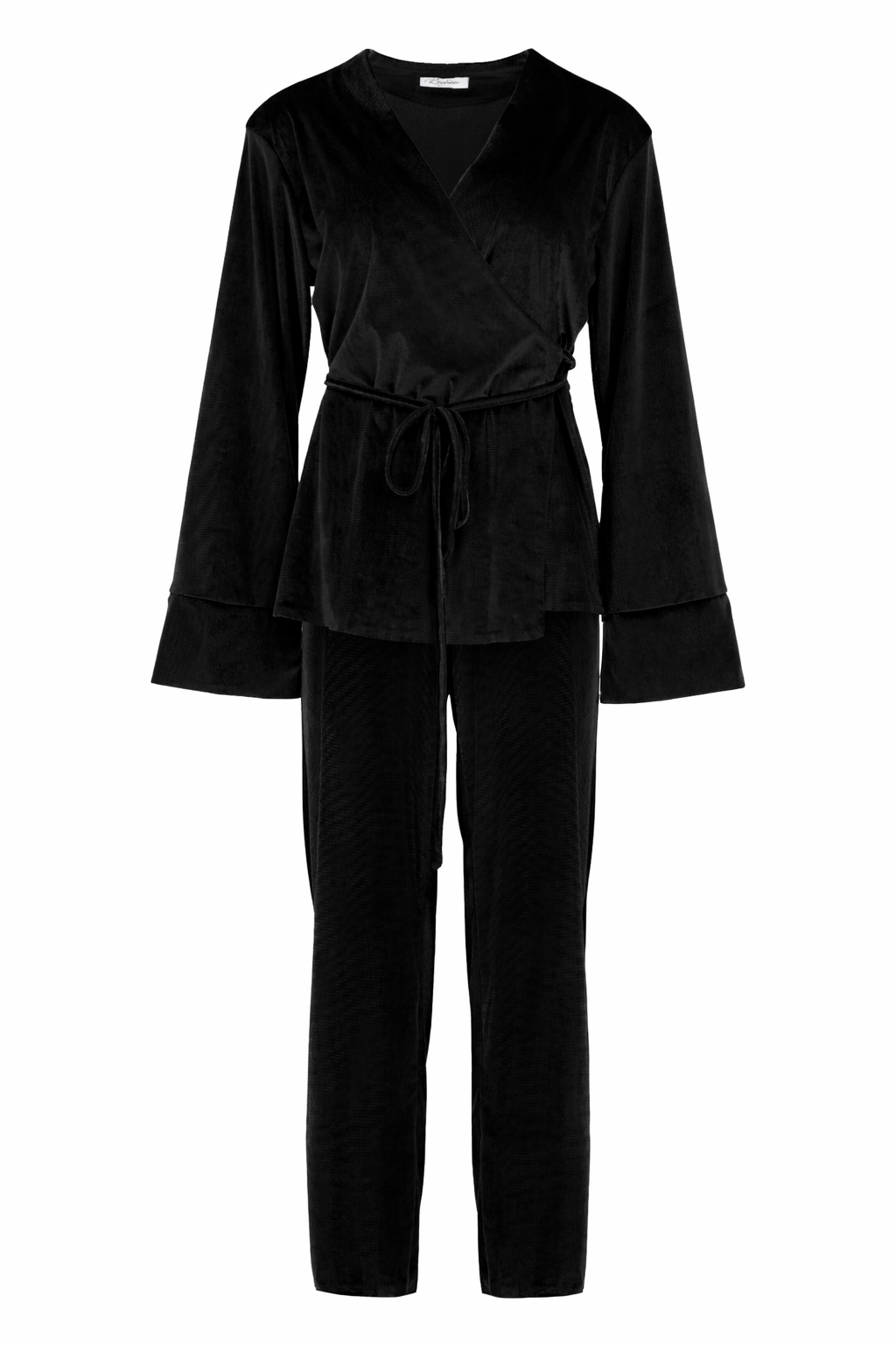 Black Side Tie Kimono Set
