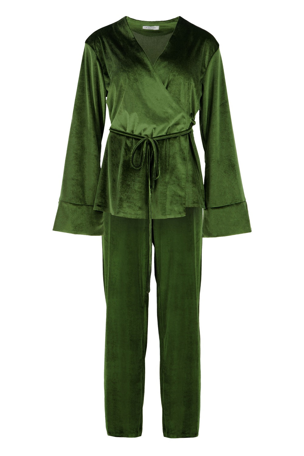 Olive Green Side Tie Kimono Set
