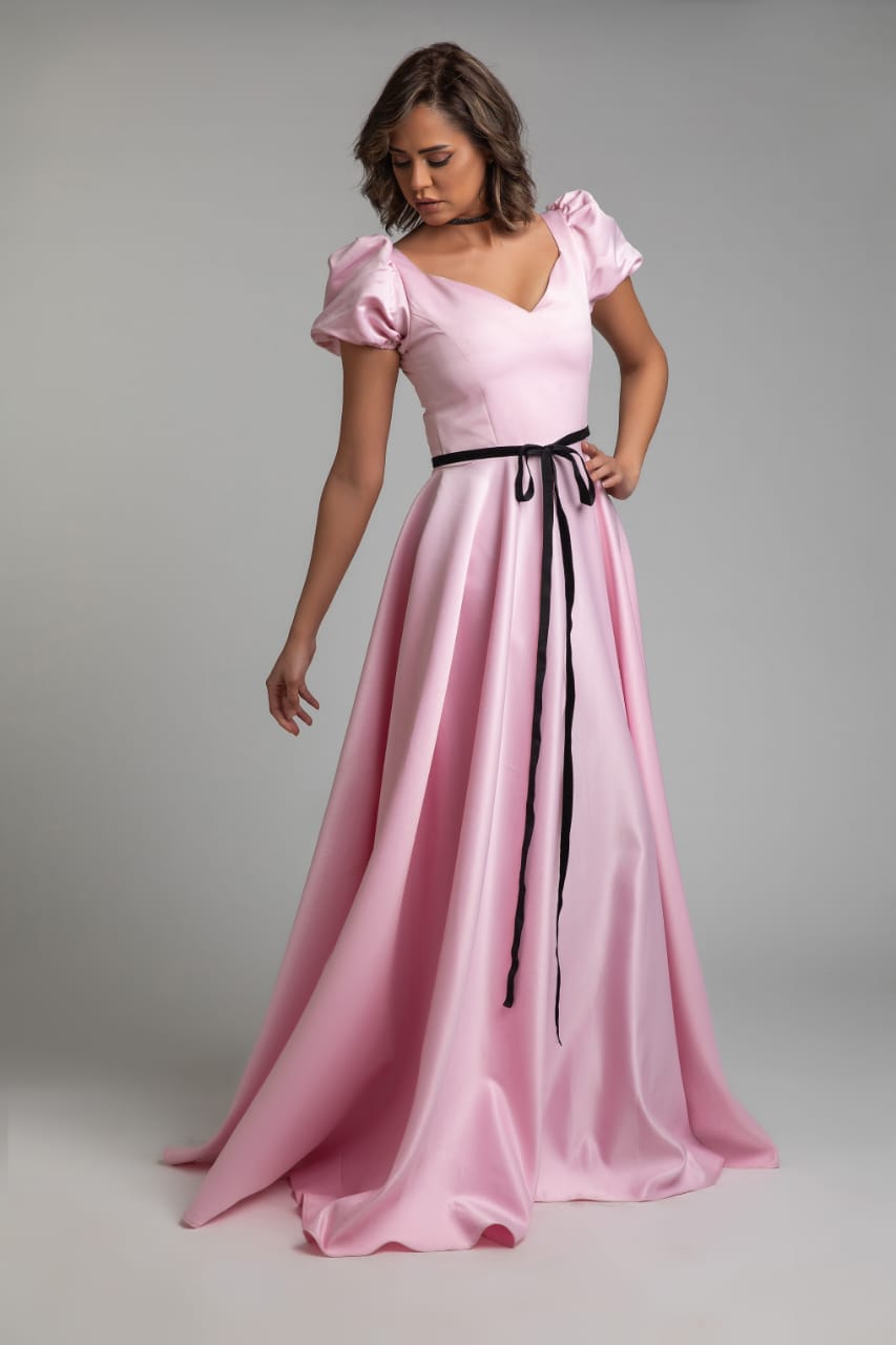 A-Line Puffed Sleeve Dress