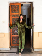 Olive Green Side Tie Kimono Set