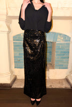 Black Sequin Maxi Skirt