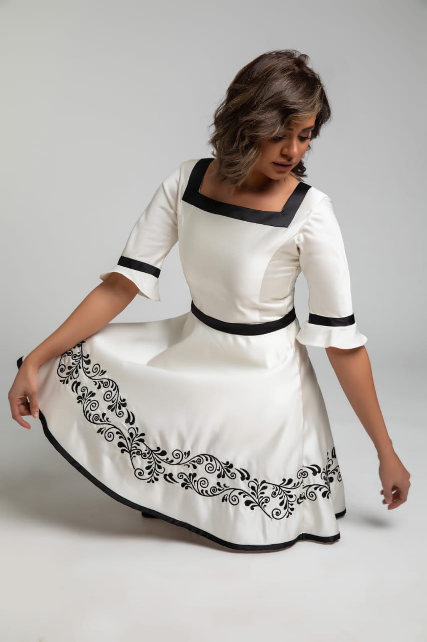 A-Line Embroidered Dress