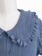The Teal Blue Ruffle Collar Blouse