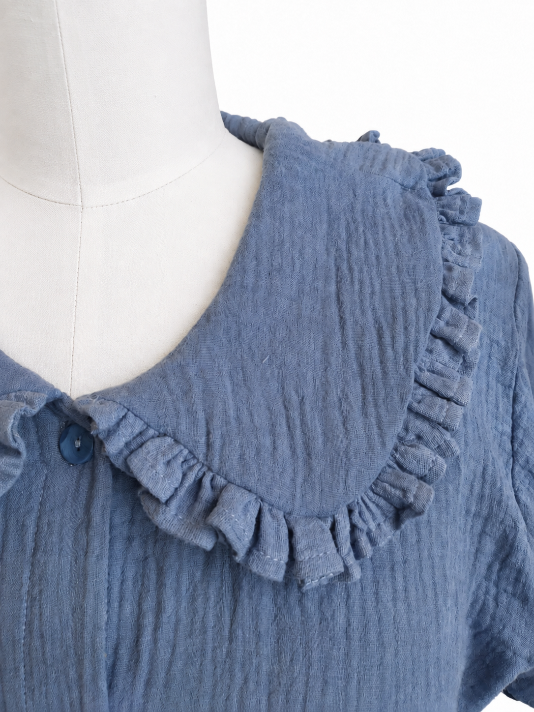 The Teal Blue Ruffle Collar Blouse