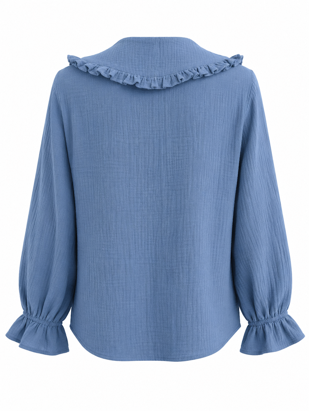 The Teal Blue Ruffle Collar Blouse