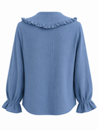 The Teal Blue Ruffle Collar Blouse