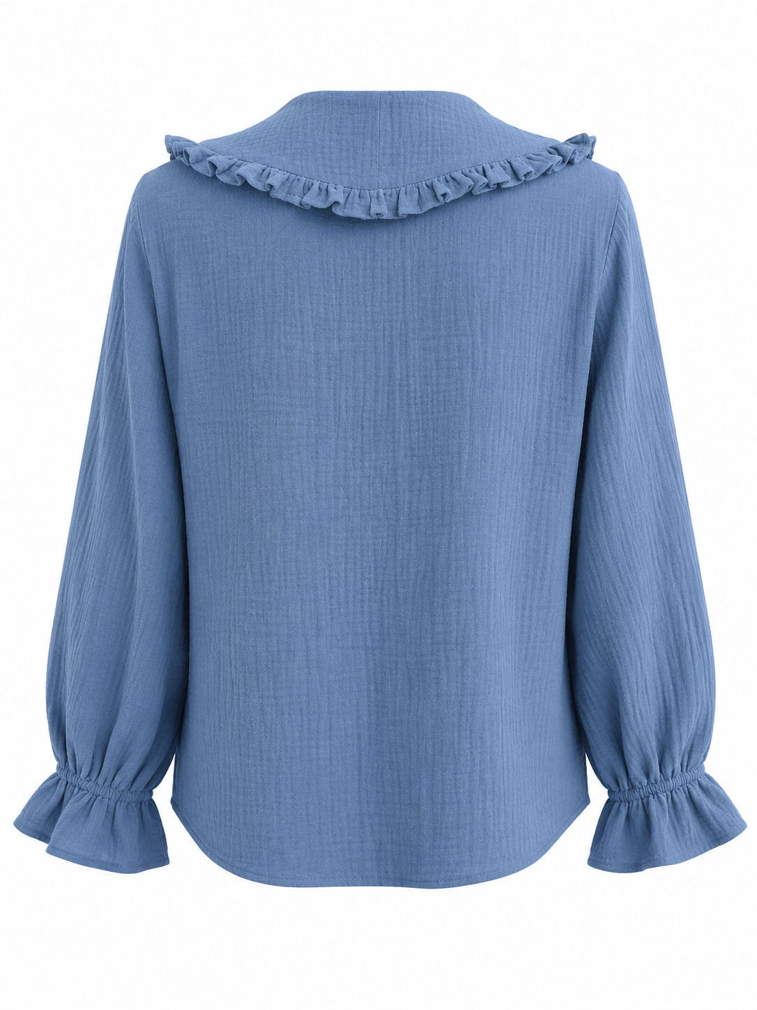 The Teal Blue Ruffle Collar Blouse
