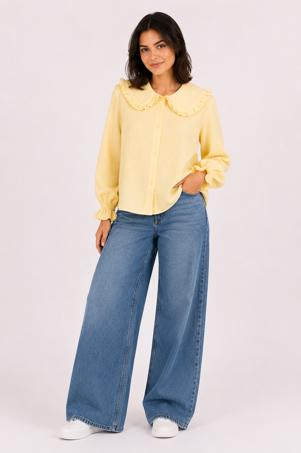 The Yellow Ruffle Collar Blouse