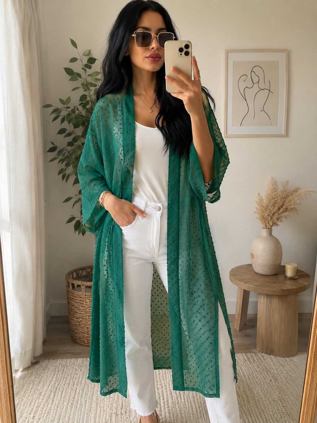 Green Kimono/Wrap Skirt Bundle