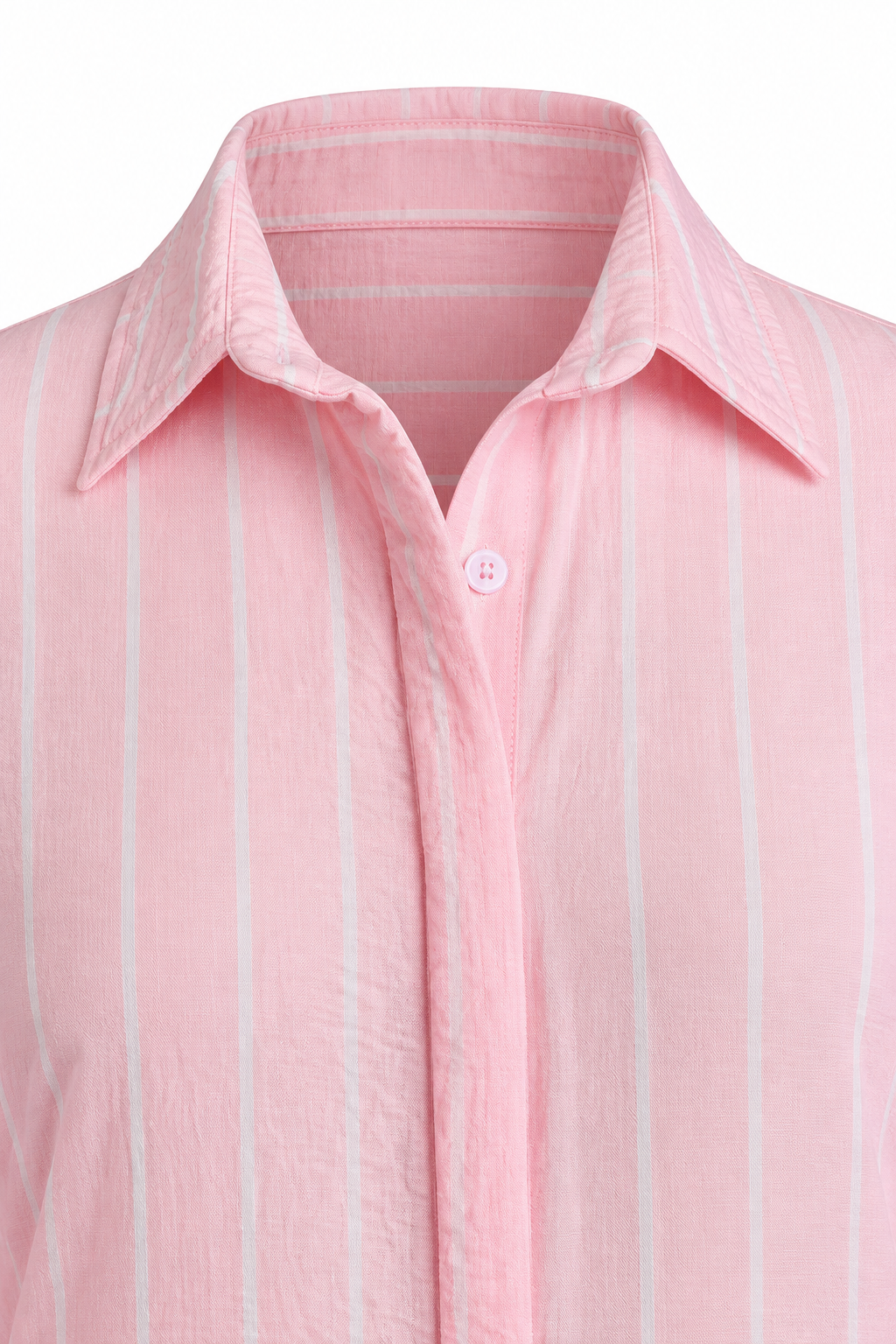 Pink Striped Shirt-Style Dress