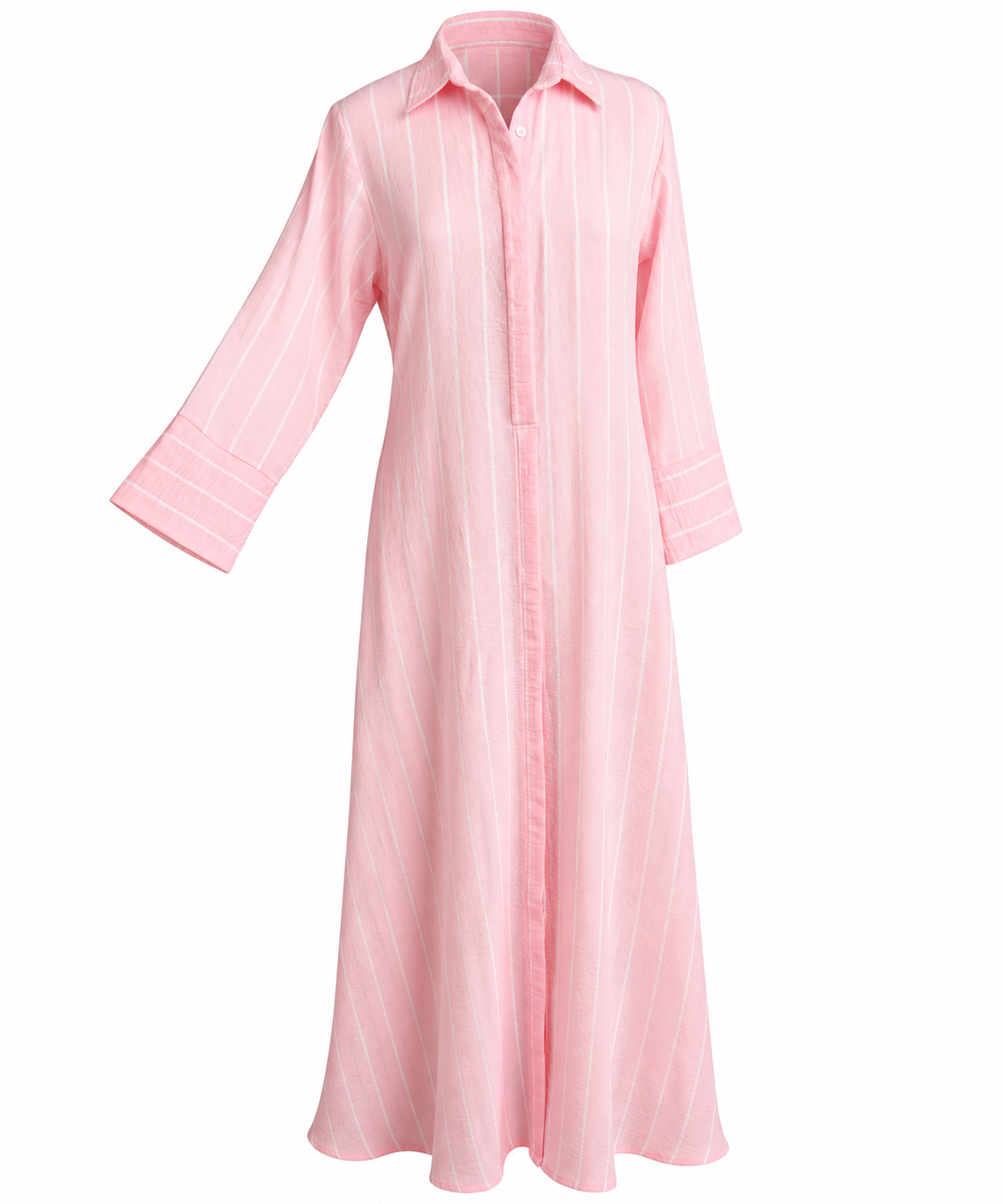 Pink Striped Shirt-Style Dress