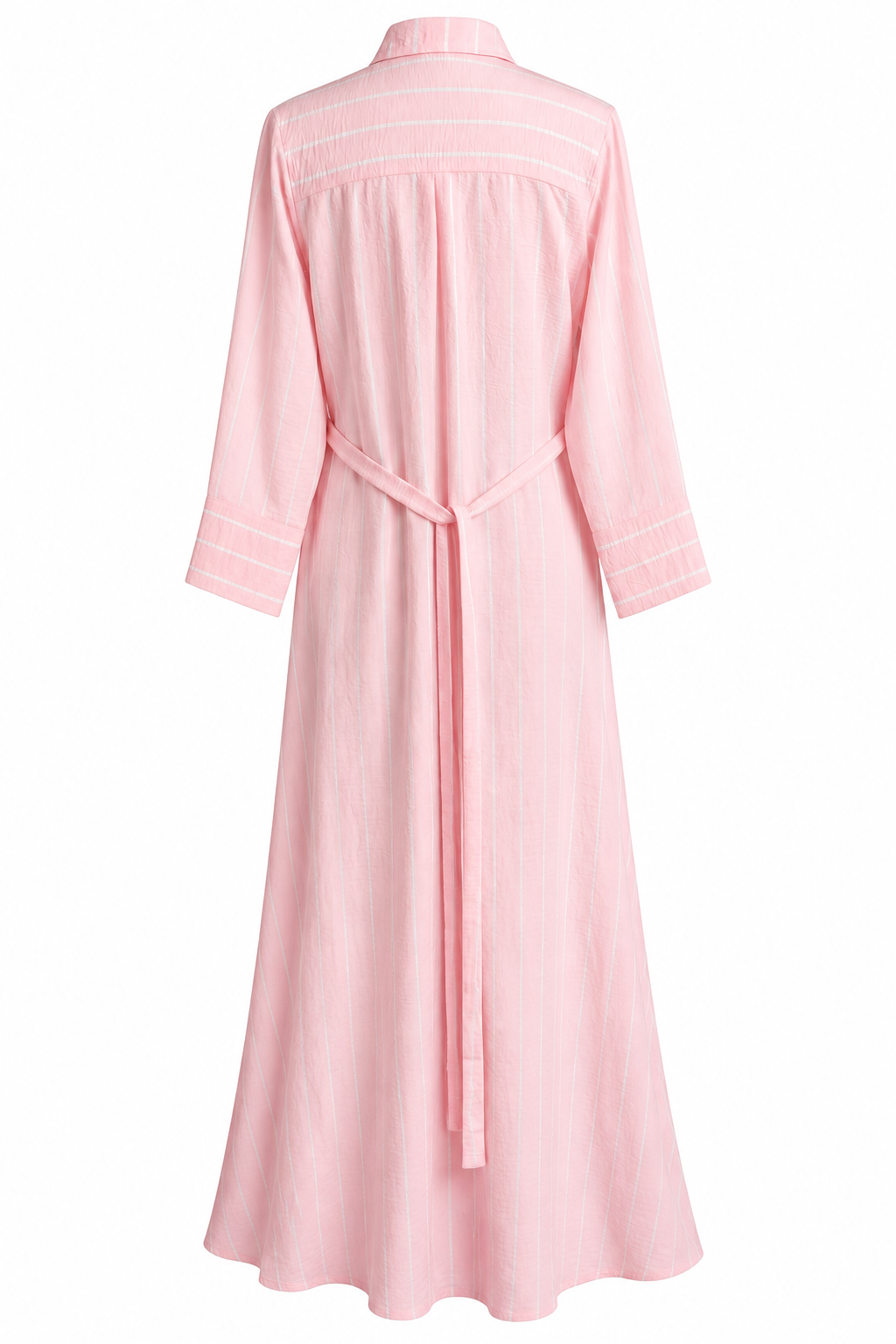 Pink Striped Shirt-Style Dress
