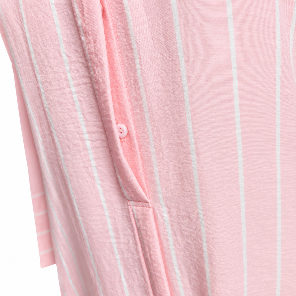 Pink Striped Shirt-Style Dress