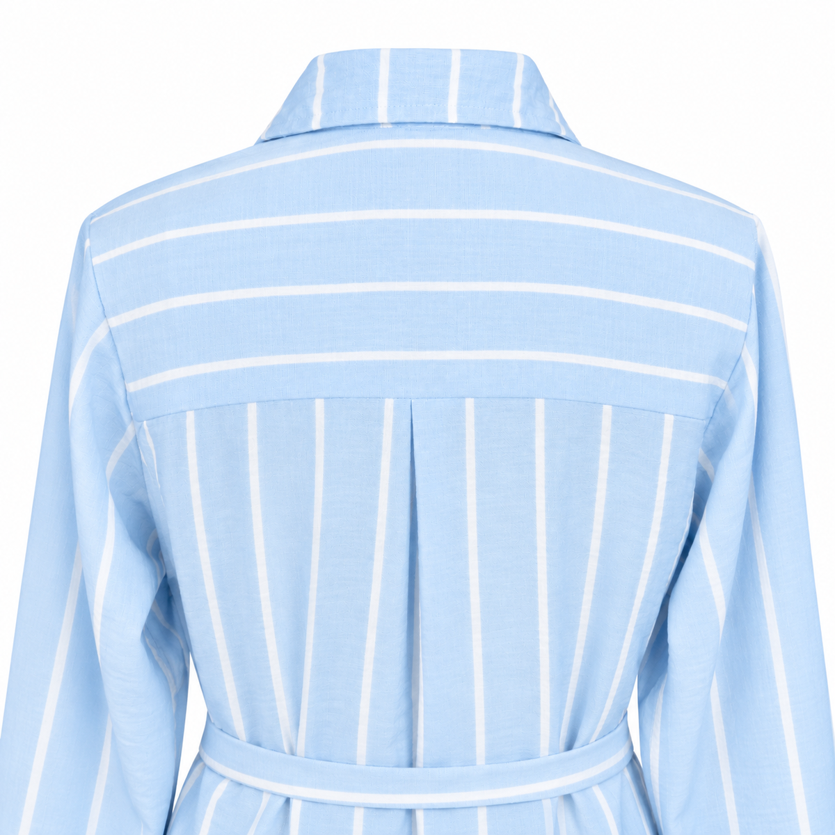 Sky Blue Striped Shirt-Style Dress