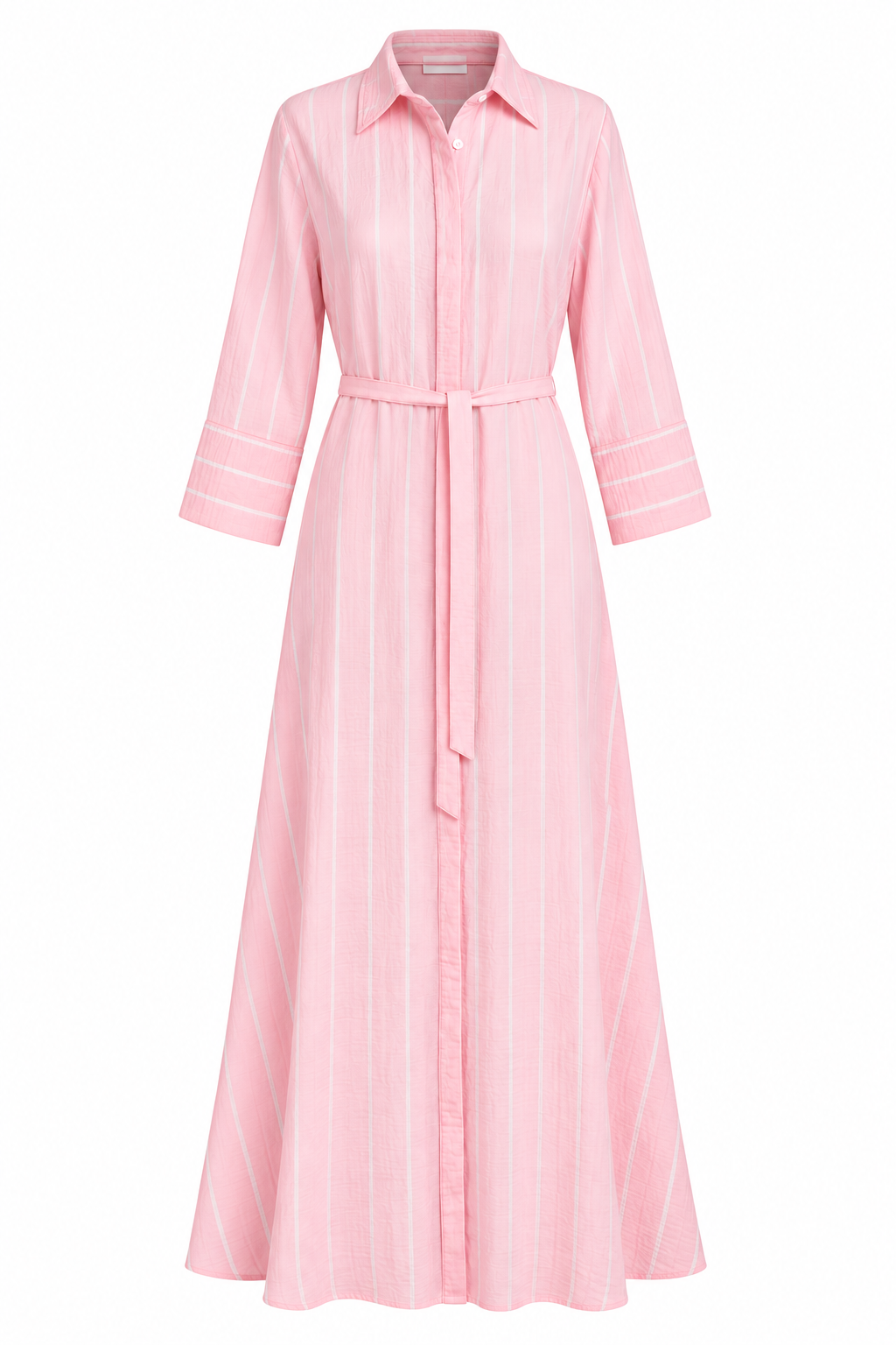 Pink Striped Shirt-Style Dress