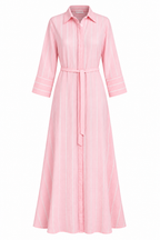 Pink Striped Shirt-Style Dress