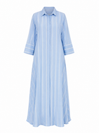 Sky Blue Striped Shirt-Style Dress