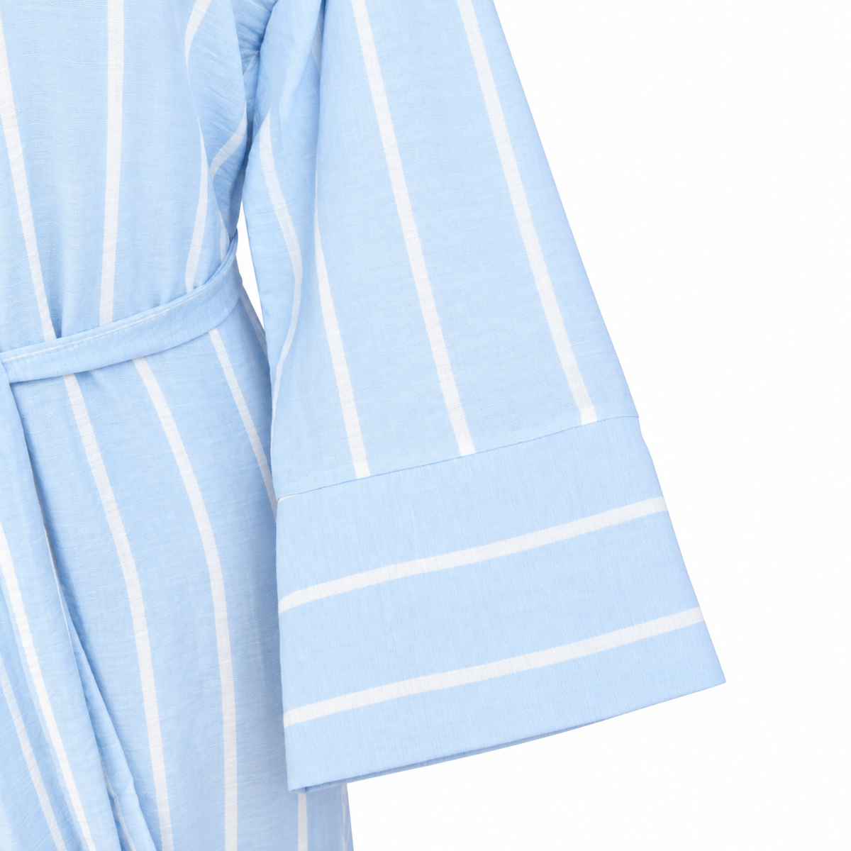 Sky Blue Striped Shirt-Style Dress